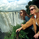 Then US first lady Hillary Clinton and daughter Chelsea visiting a much more robust-looking Victoria Falls, Zimbabwe in March 1997